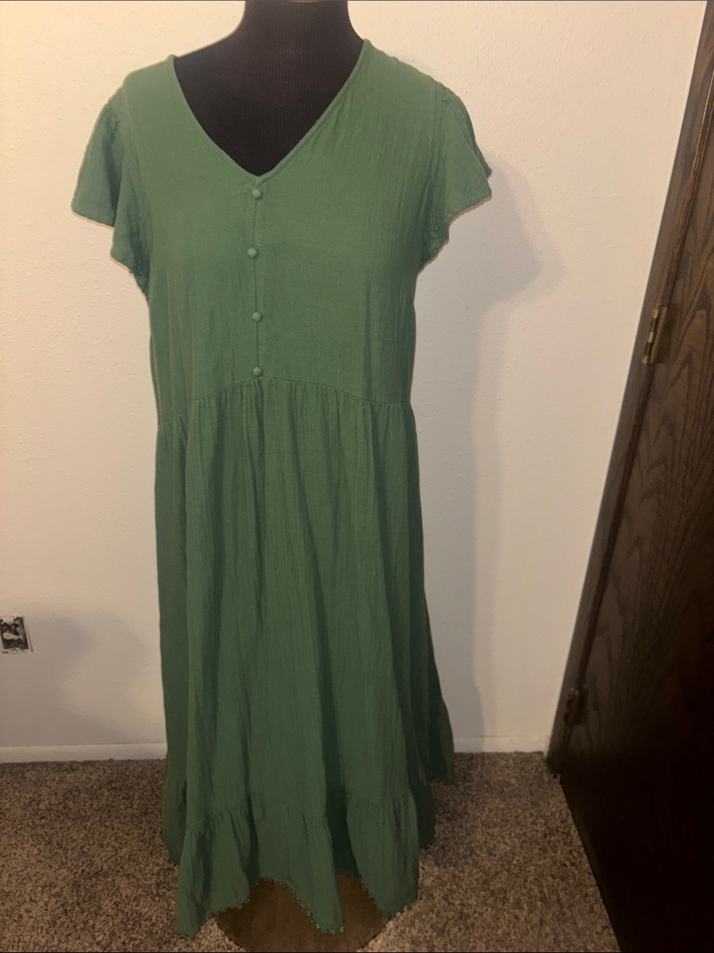 Time and Tru V-Neck Tiered 100% Cotton Gauze Midi Dress size XXL(20)